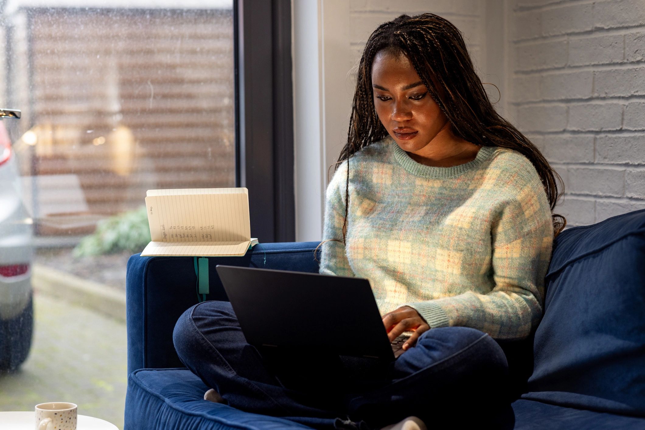 Student studying independently at home