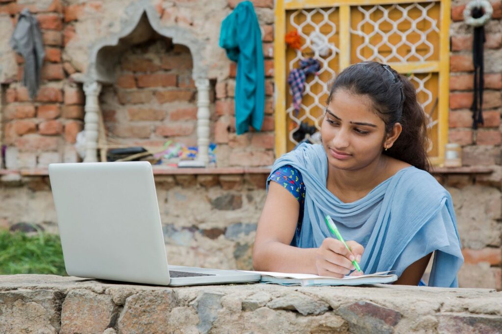 Girl Working on laptop - stock images,
