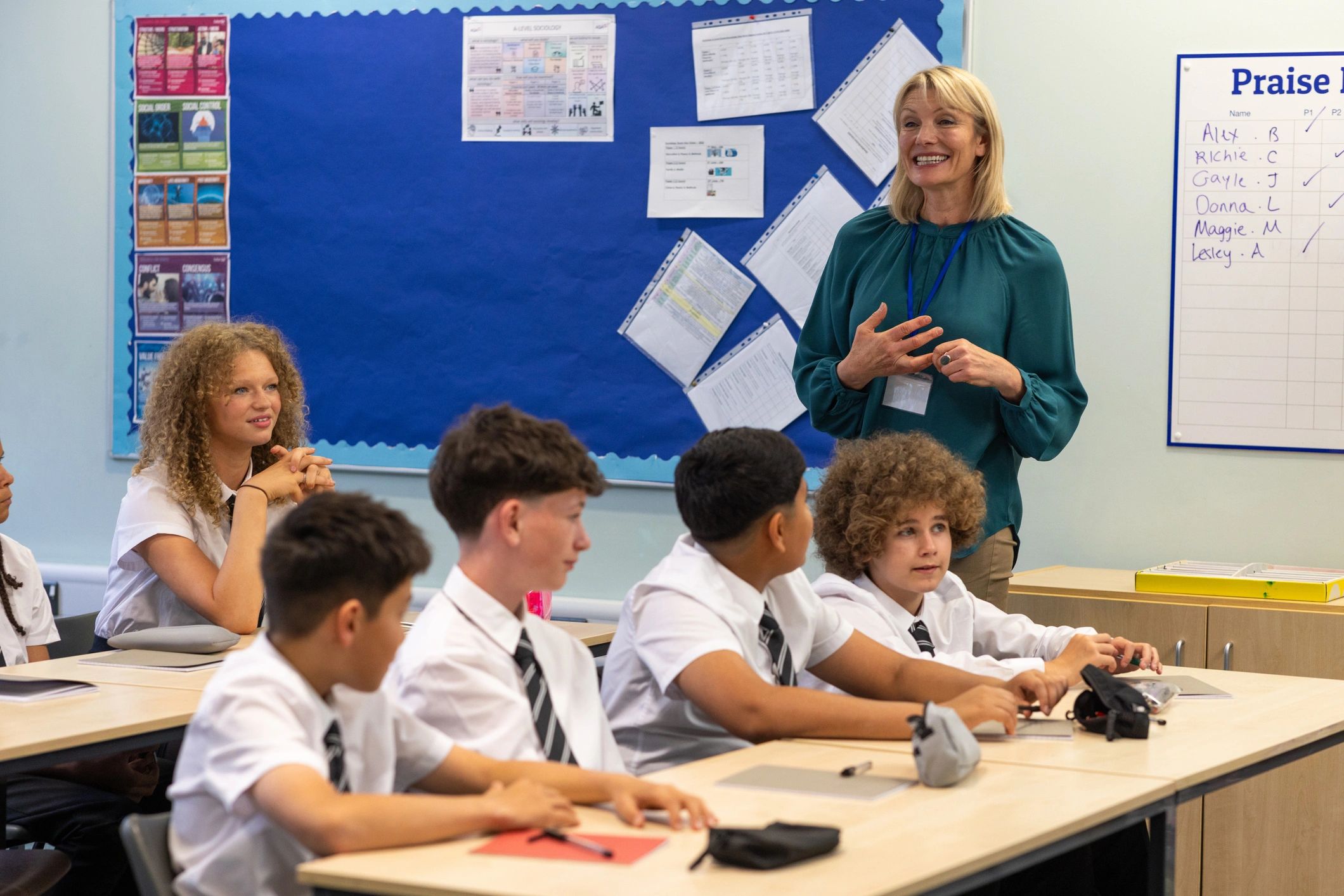 Teacher leading an engaging lesson in a modern classroom